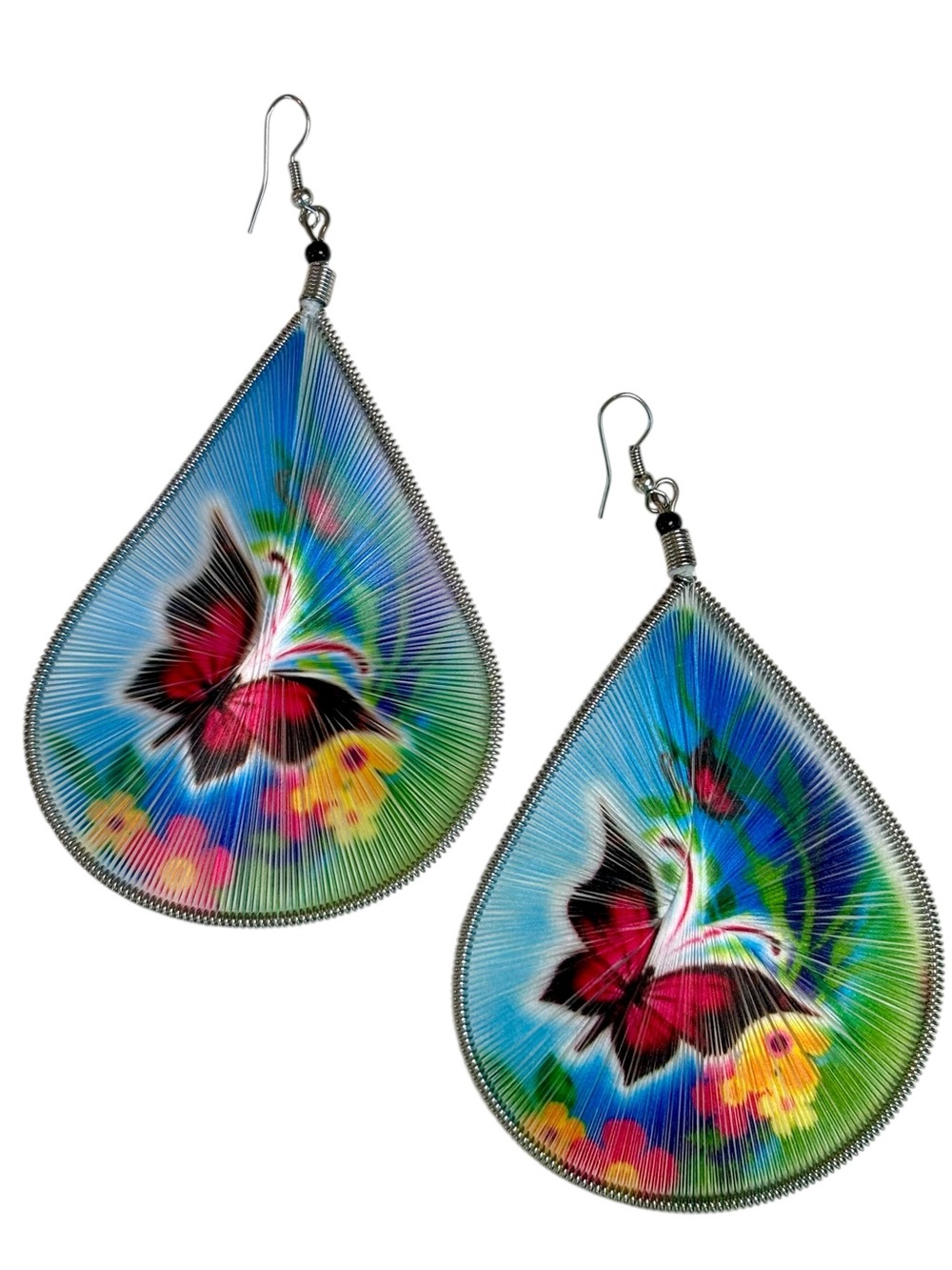 Butterfly String Art Dangle Earrings Boho Statement Earrings